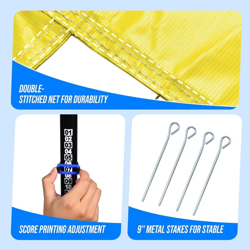 Patiassy Outdoor Volleyball Net System Portable and Easy Setup Adjustable Height Poles with Volleyball, Pump, Hammer, Boundary Line, and Carry Bag for Backyard, Beach, Lawn - Image 5
